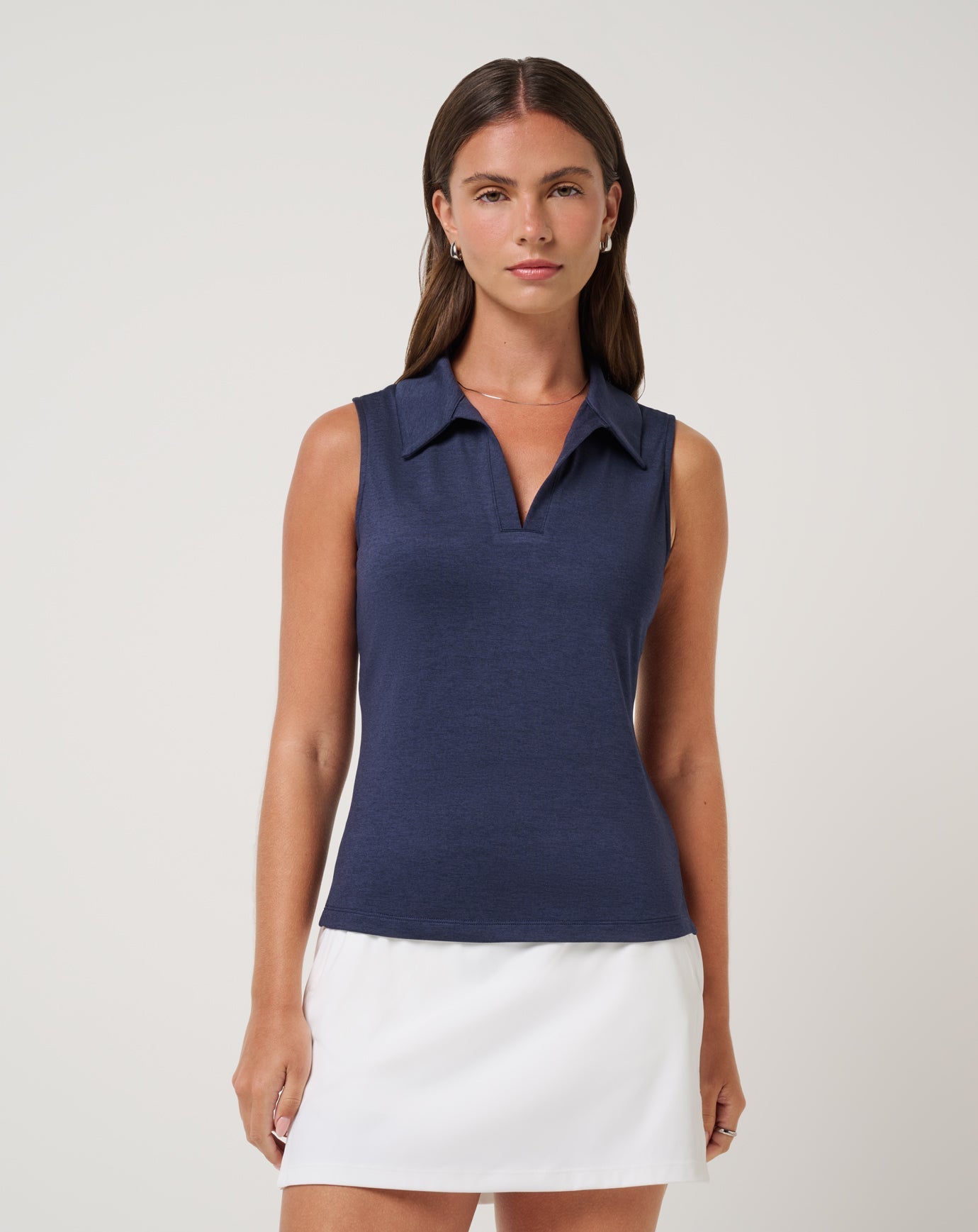 Heather Navy Blazer Travis Mathew Skyloft Light Sleeveless Polo