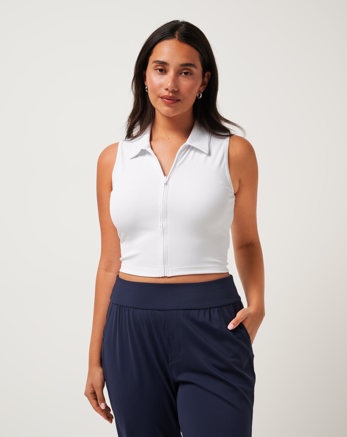 White Travis Mathew Moveknit Rib Zip Polo