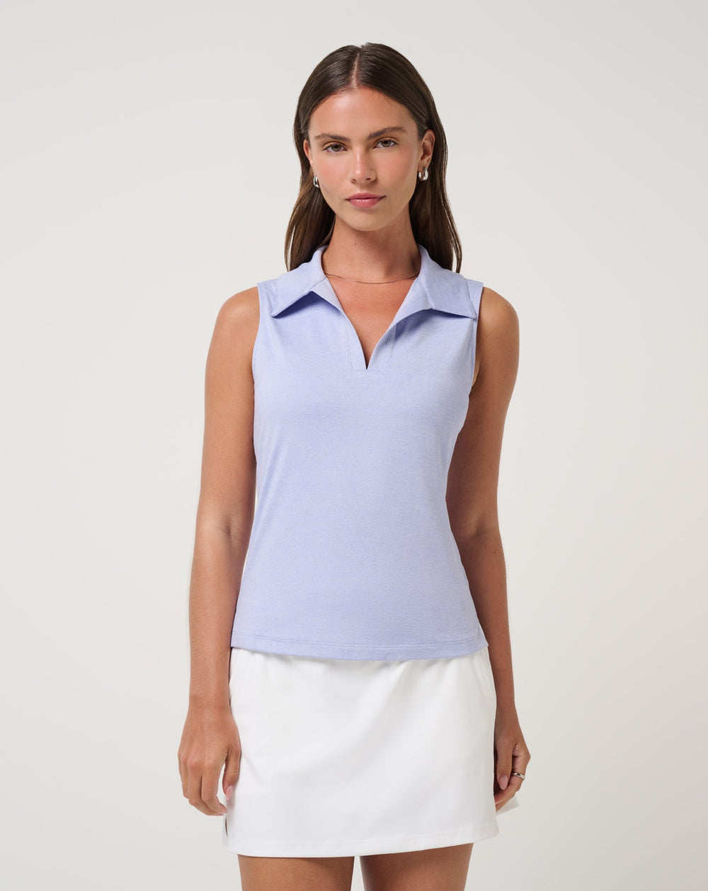 Heather Soft Blue Travis Mathew Skyloft Light Sleeveless Polo