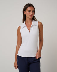 White Travis Mathew Skyloft Light Sleeveless Polo
