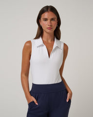White Travis Mathew Skyloft Light Sleeveless Polo