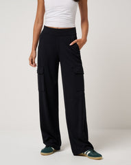 Black Travis Mathew Friday Doubleknit Utility Wide Leg Pant