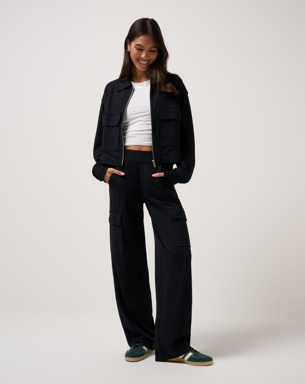 Black Travis Mathew Friday Doubleknit Utility Wide Leg Pant