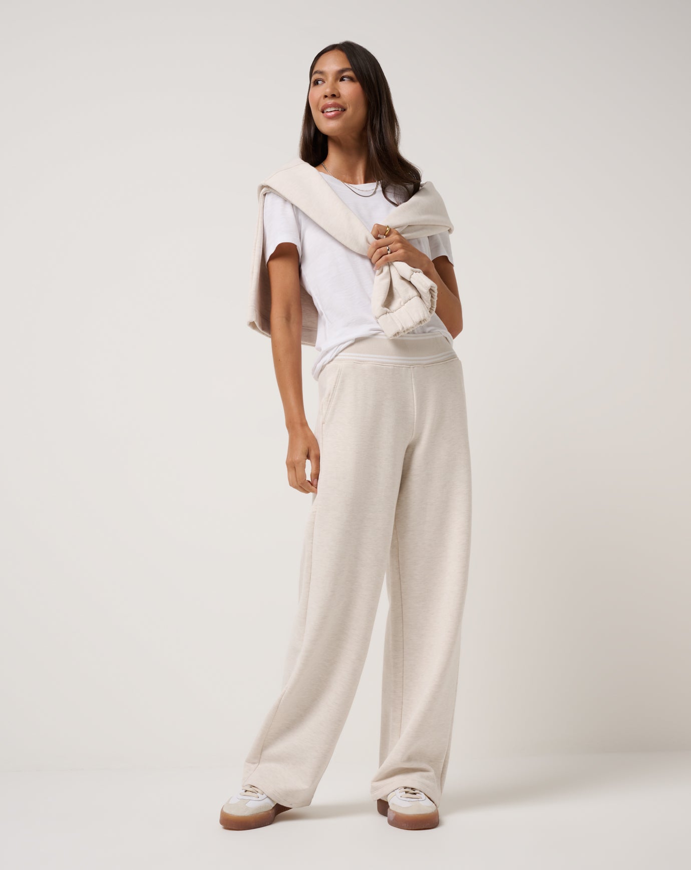 Heather Brazillian Sand Travis Mathew Cloud Fleece Clubside Wide Leg Pant
