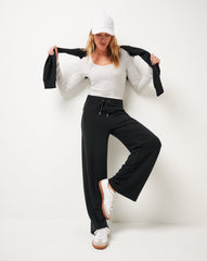 Black Travis Mathew Cloud Terry Wide Leg Pant