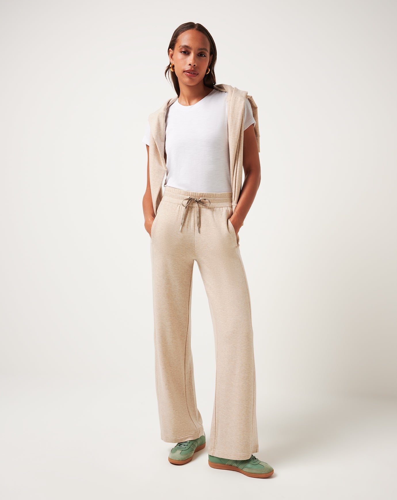 Heather Natural Travis Mathew Cloud Terry Wide Leg Pant