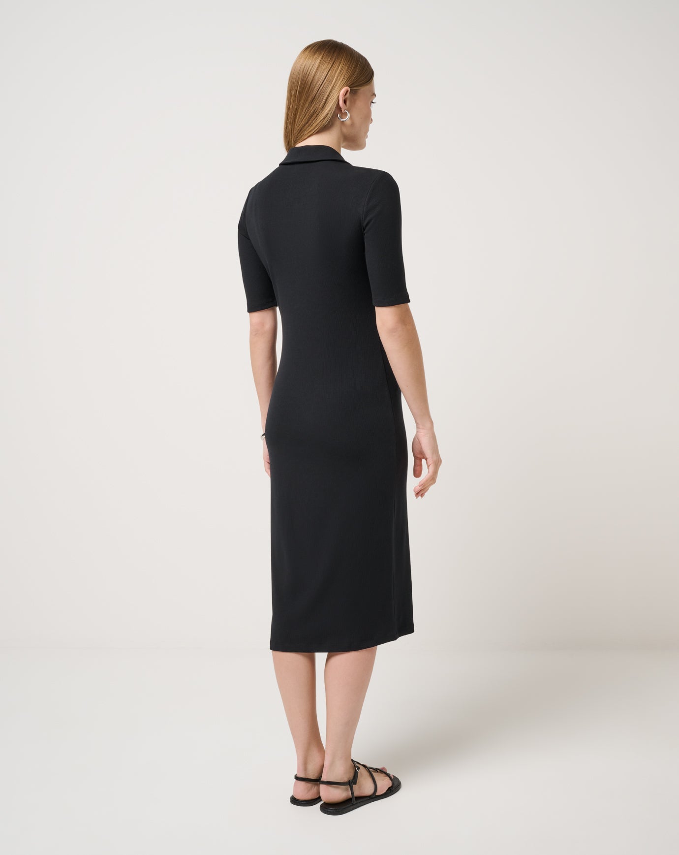 Black Travis Mathew Cloud Rib Polo Midi Dress