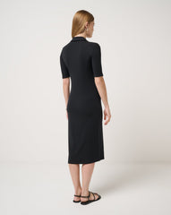 Black Travis Mathew Cloud Rib Polo Midi Dress
