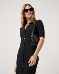 Black Travis Mathew Cloud Rib Polo Midi Dress