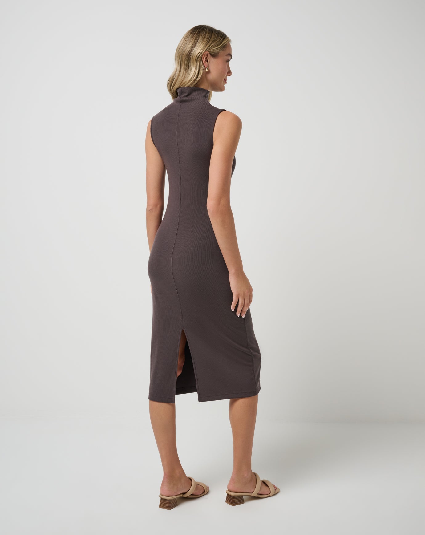 Coffee Grounds Travis Mathew Cloud Rib Mock Neck Dress