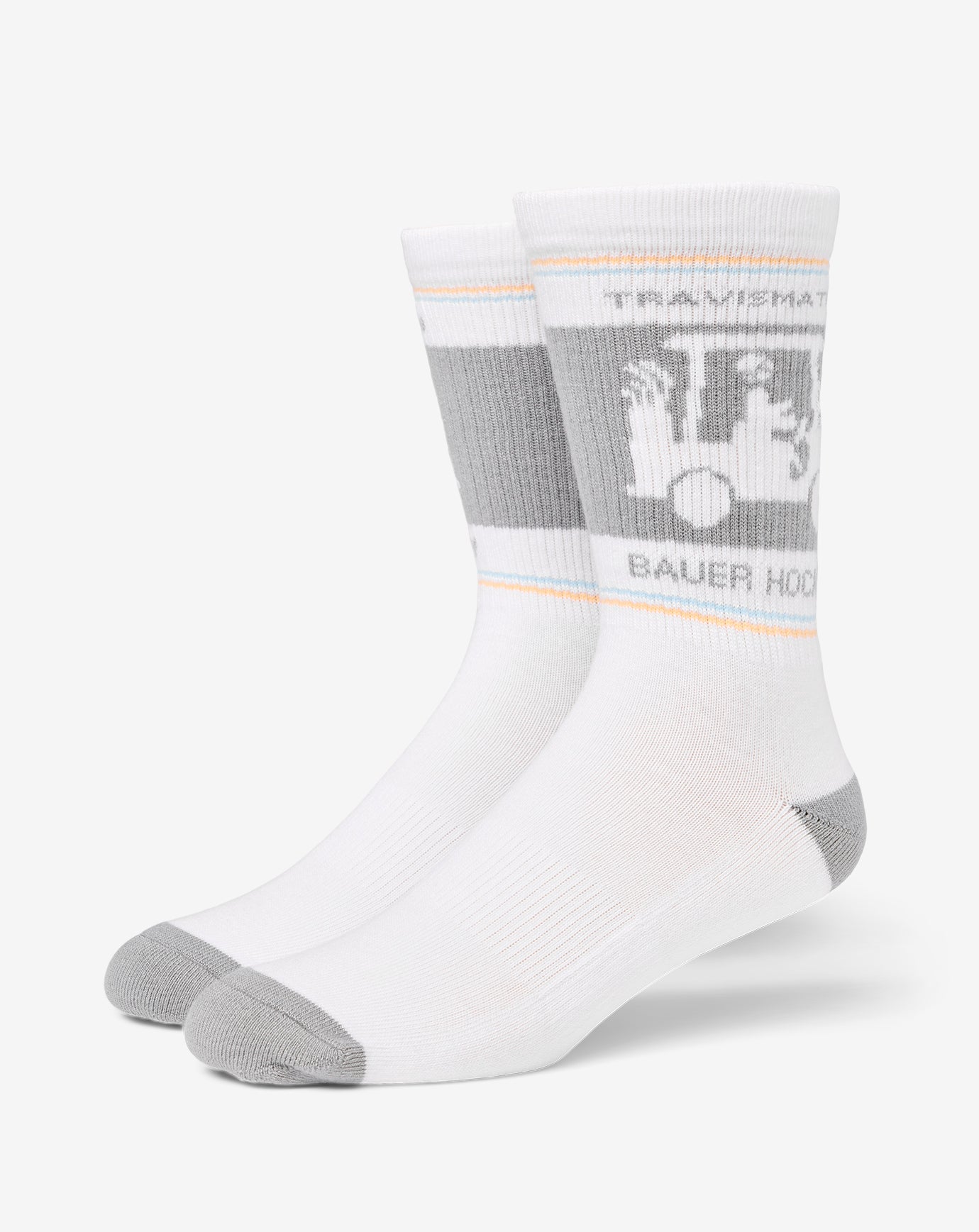 White Travis Mathew No Goalie Crew Sock