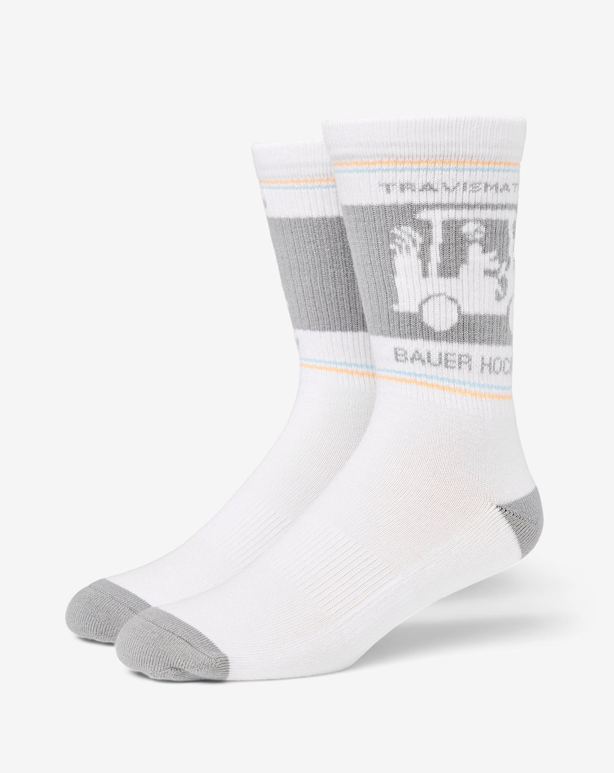 White Travis Mathew No Goalie Crew Sock