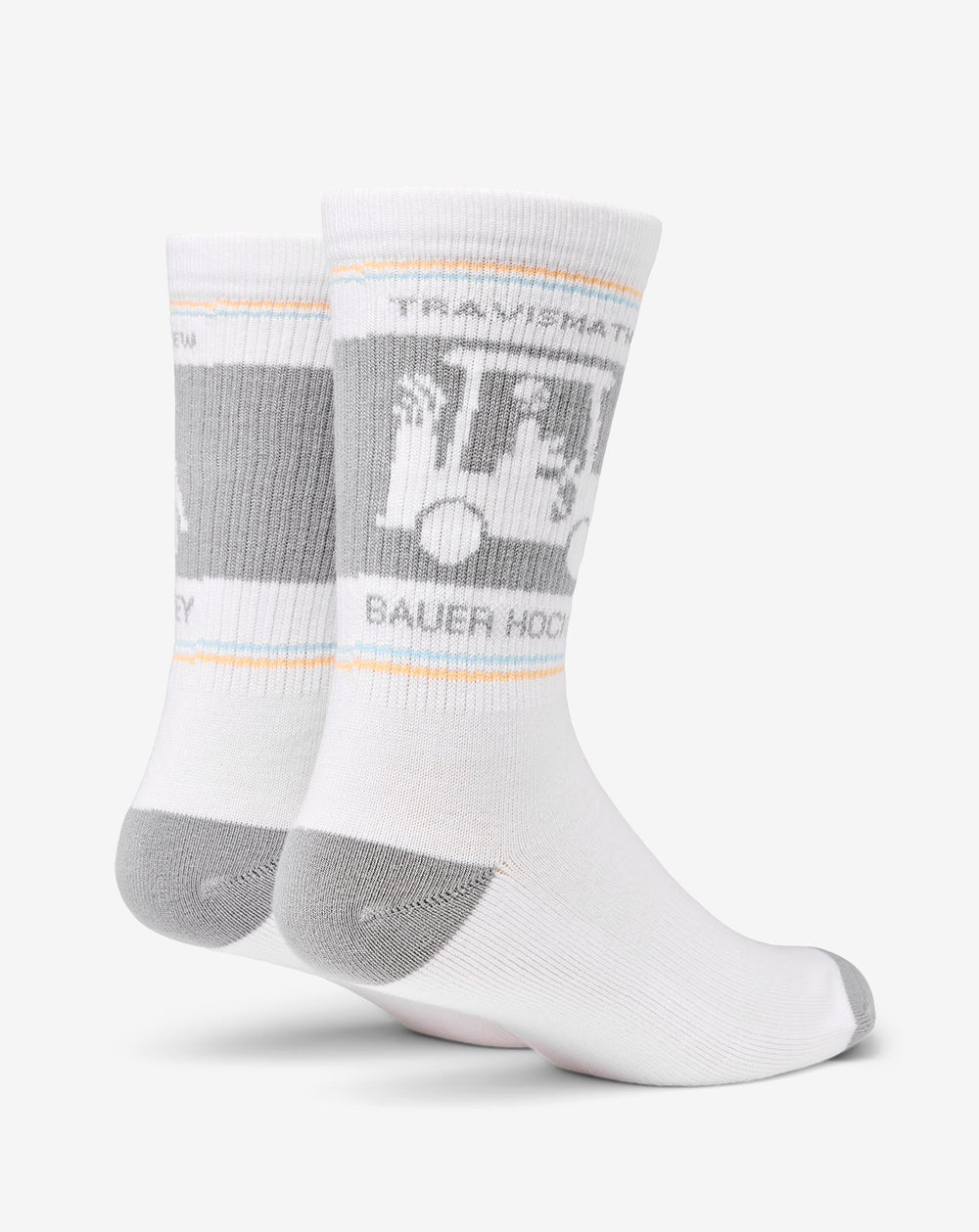 White Travis Mathew No Goalie Crew Sock
