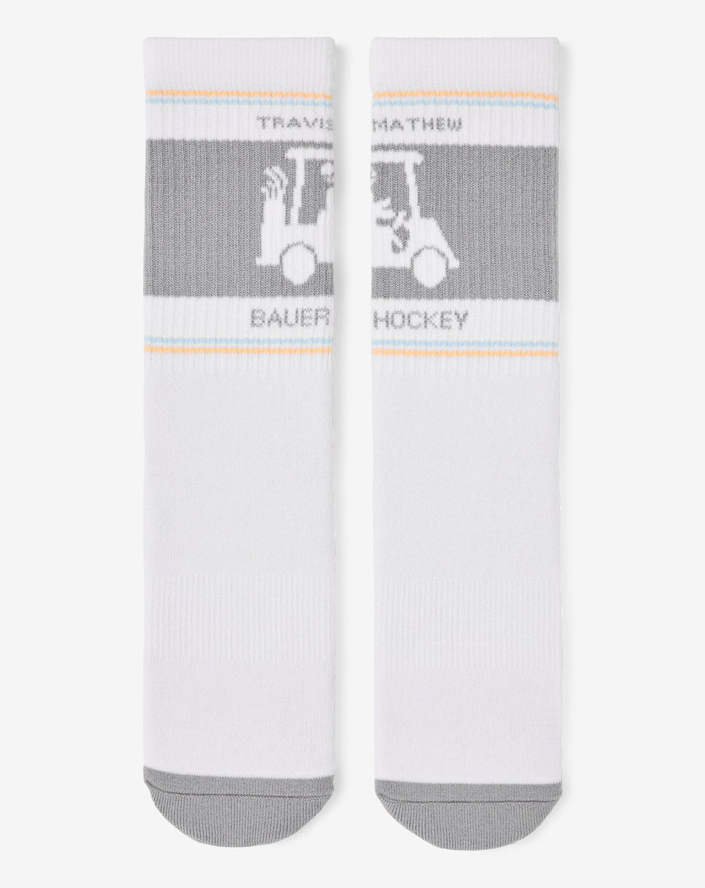 White Travis Mathew No Goalie Crew Sock