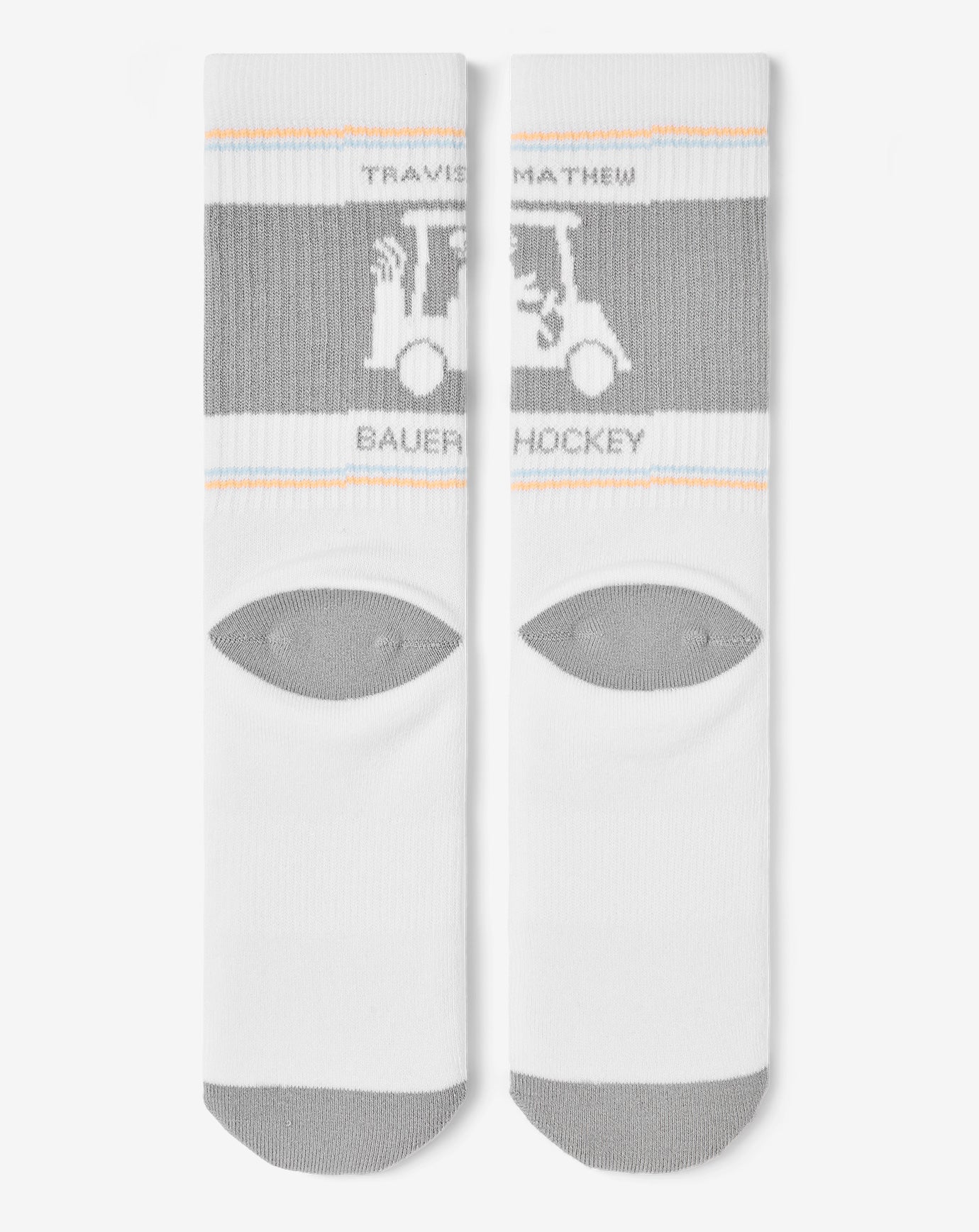White Travis Mathew No Goalie Crew Sock