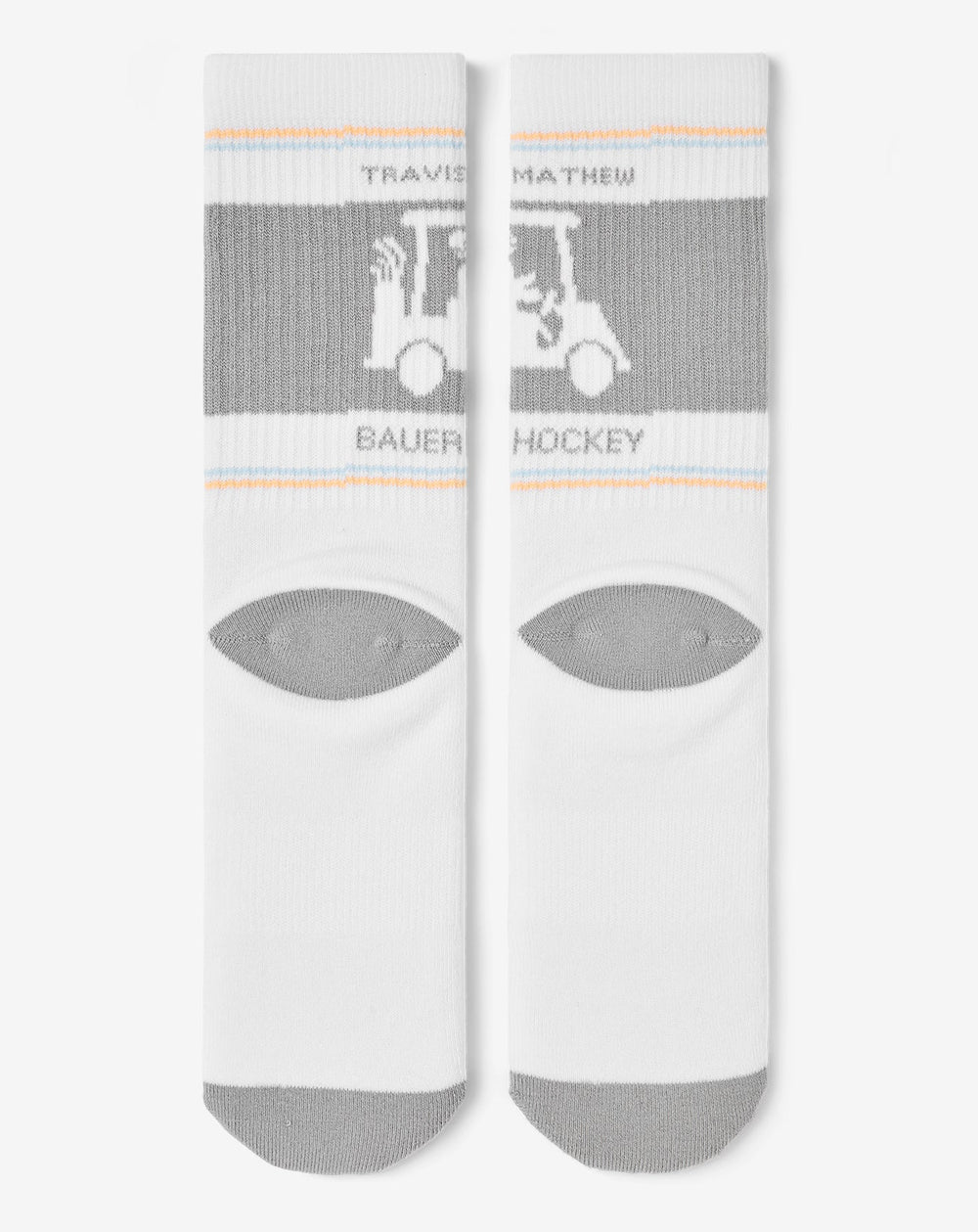 White Travis Mathew No Goalie Crew Sock
