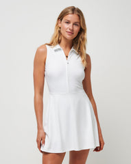 White Travis Mathew Moveknit Sleeveless Polo Dress