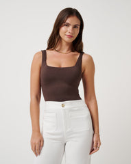 Heather Coffee Grounds Travis Mathew Skyline Tank Bodysuit
