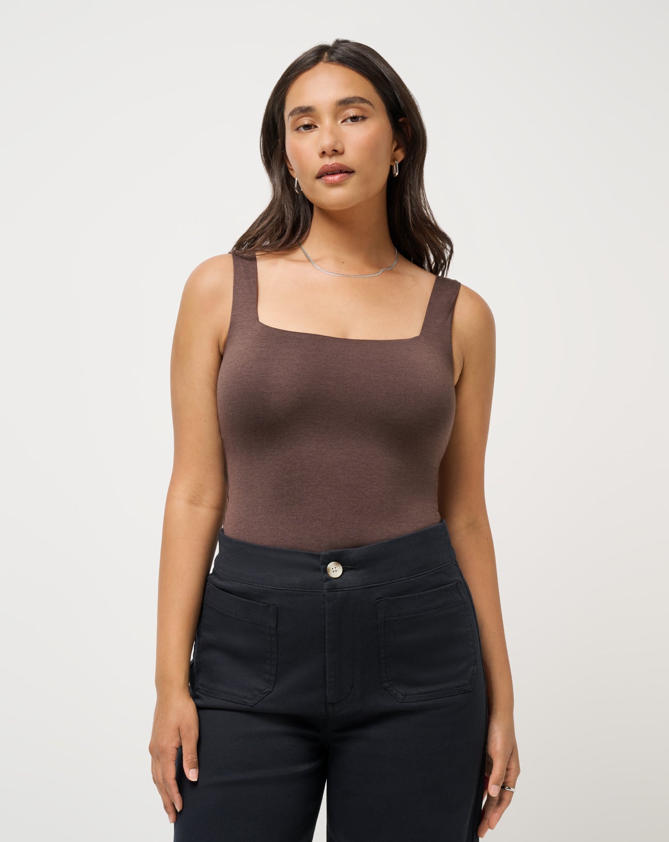 Heather Coffee Grounds Travis Mathew Skyline Tank Bodysuit