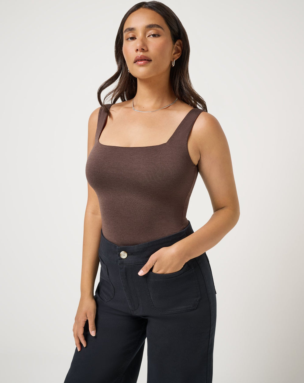 Heather Coffee Grounds Travis Mathew Skyline Tank Bodysuit