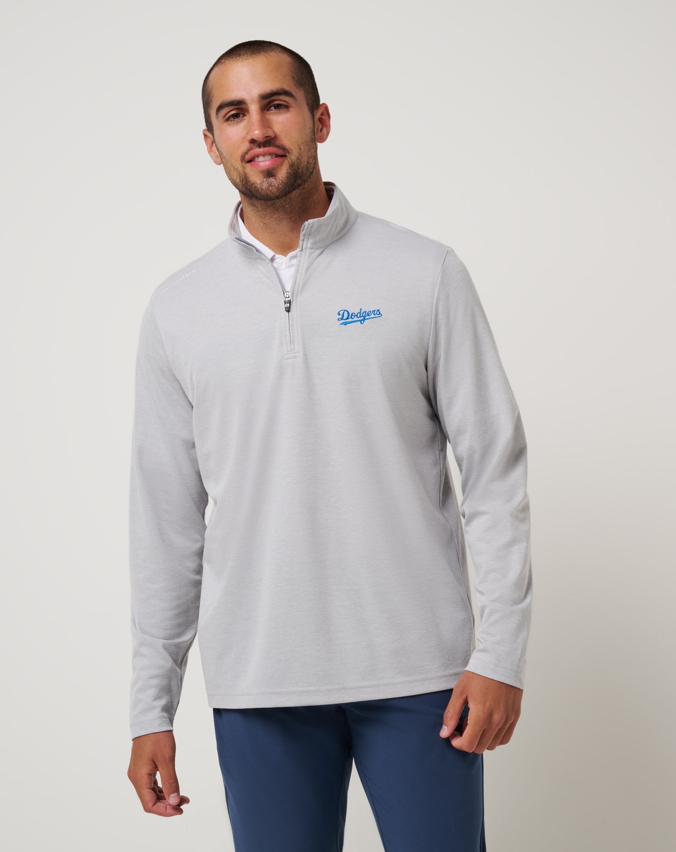 Heather Grey Travis Mathew Los Angeles Dodgers Time To Tailgate Quarter Zip
