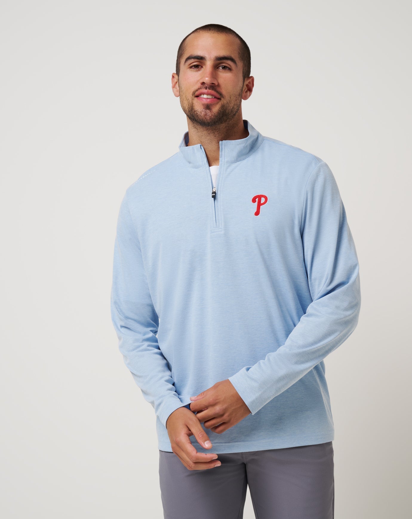 Heather Blue Travis Mathew Philadelphia Phillies Time To Tailgate Quarter Zip
