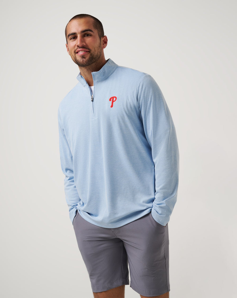 Heather Blue Travis Mathew Philadelphia Phillies Time To Tailgate Quarter Zip