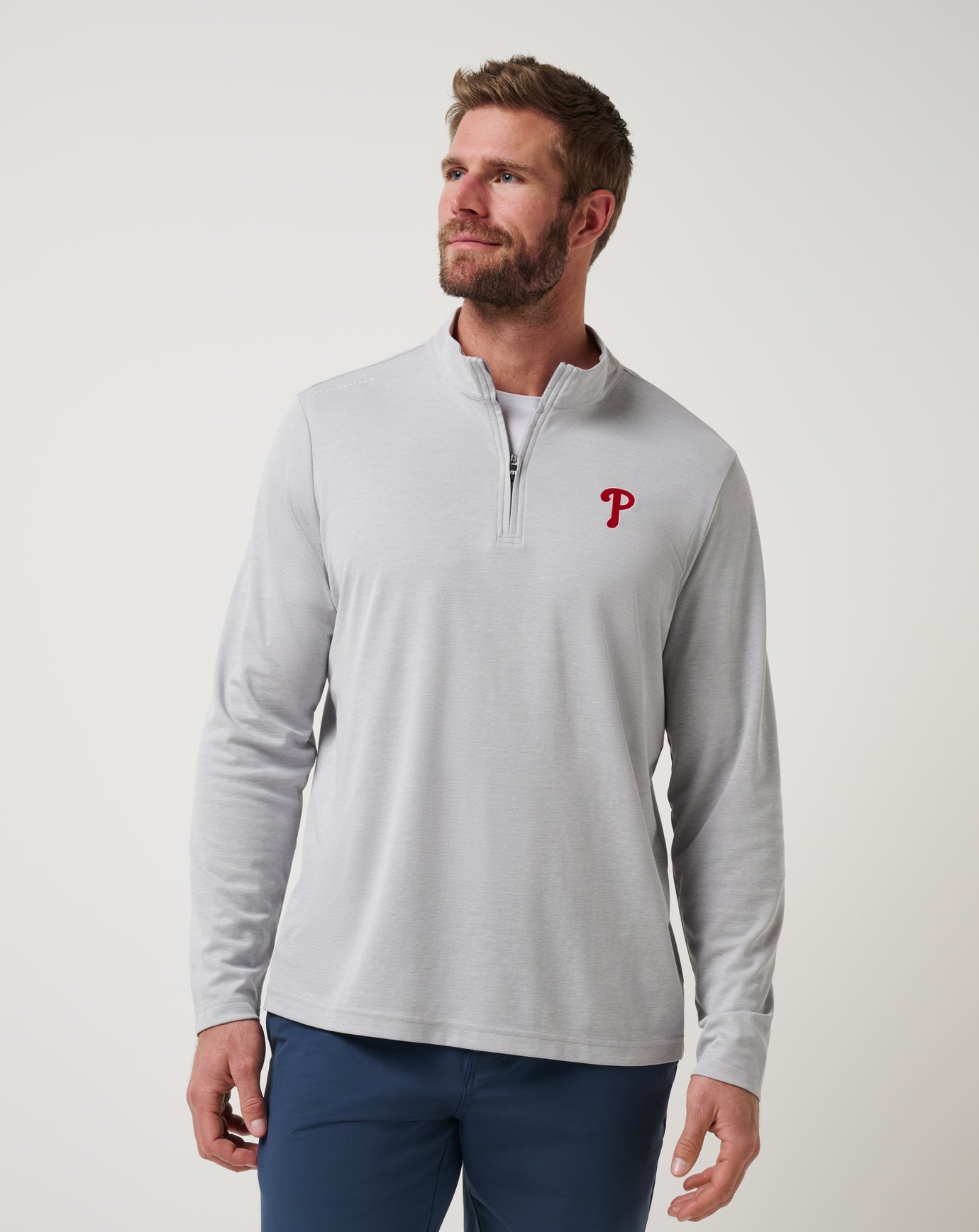 Heather Grey Travis Mathew Philadelphia Phillies Time To Tailgate Quarter Zip