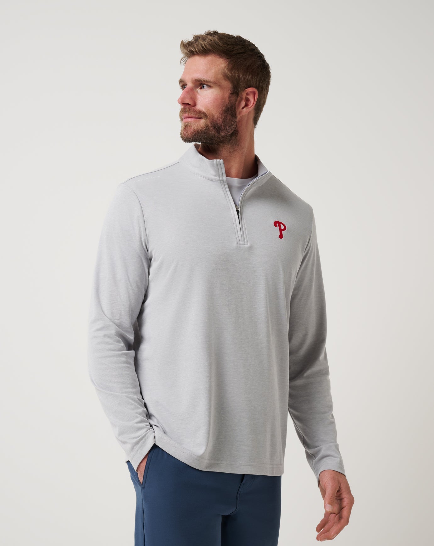 Heather Grey Travis Mathew Philadelphia Phillies Time To Tailgate Quarter Zip