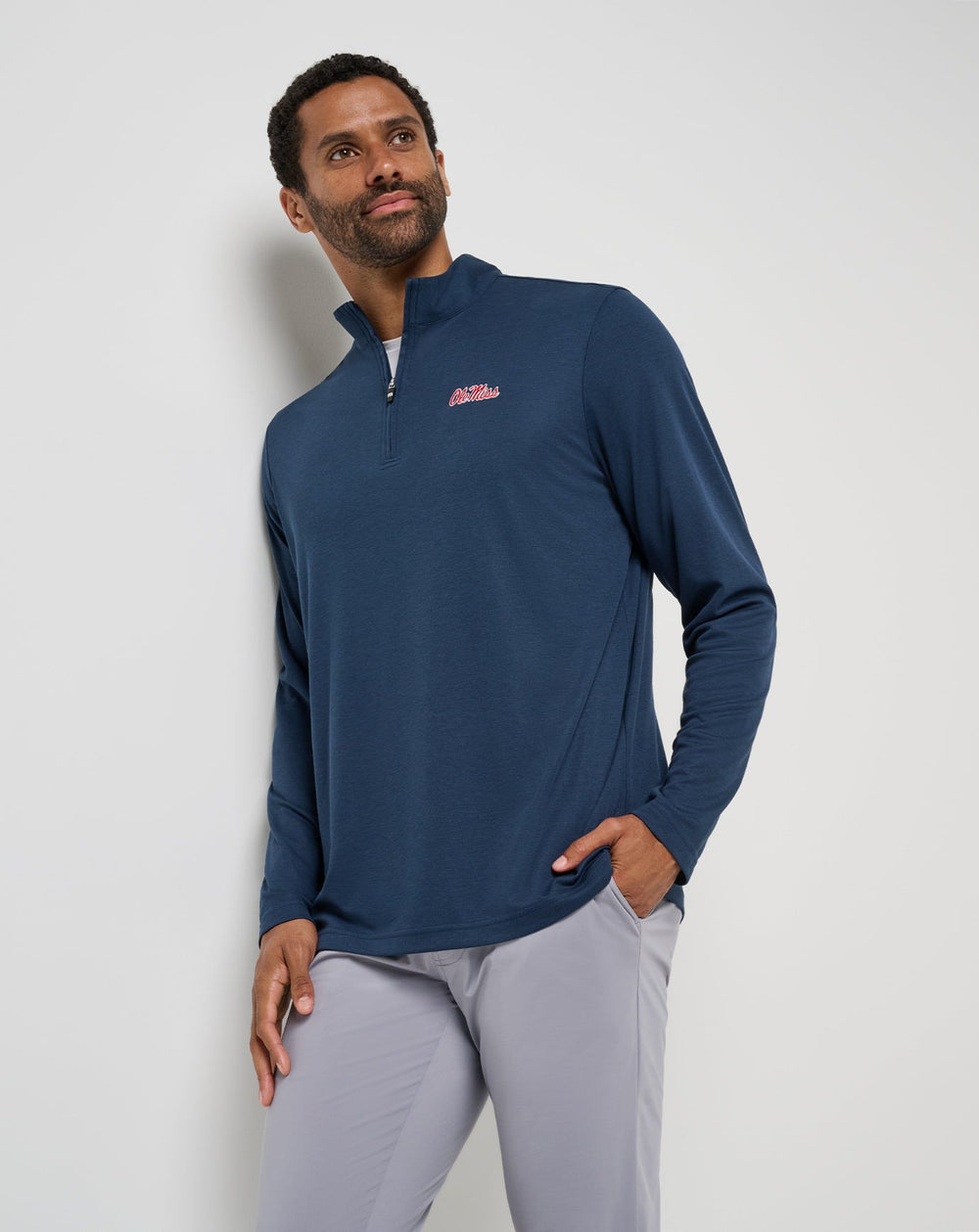 Navy Travis Mathew Mississippi Time To Tailgate Quarter Zip