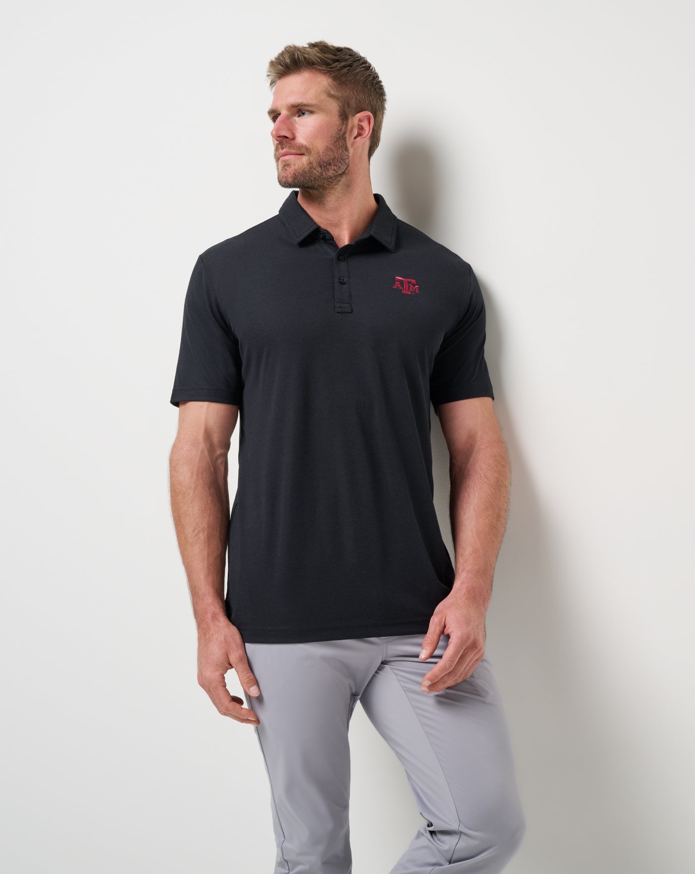 Black Travis Mathew Texas A&M School Pride Polo