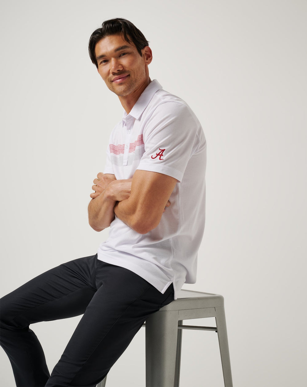 White/Crimson Travis Mathew Alabama Top Recruit Polo