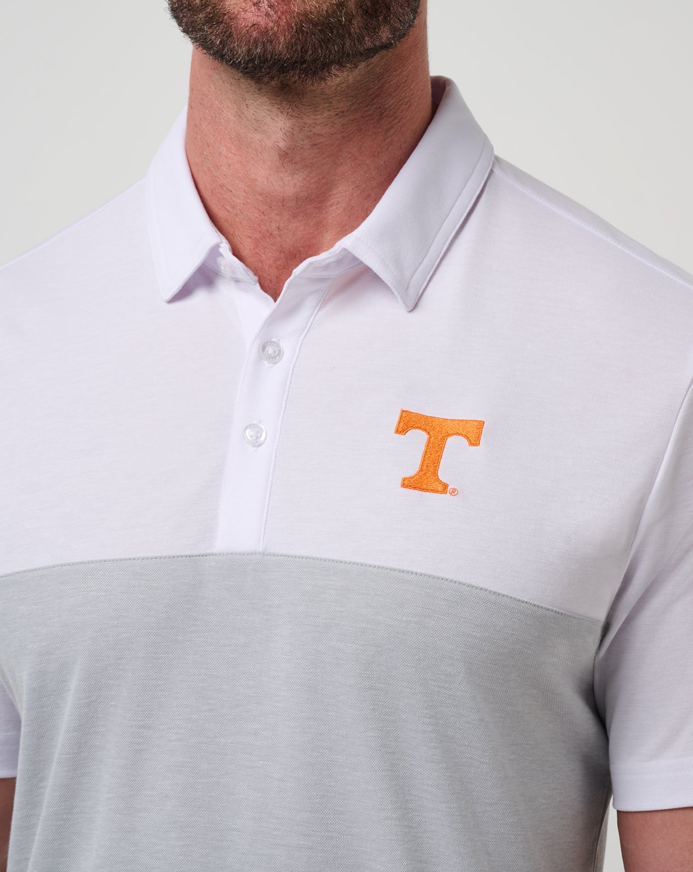 White/Heather Grey Travis Mathew Tennessee Drop Back Polo