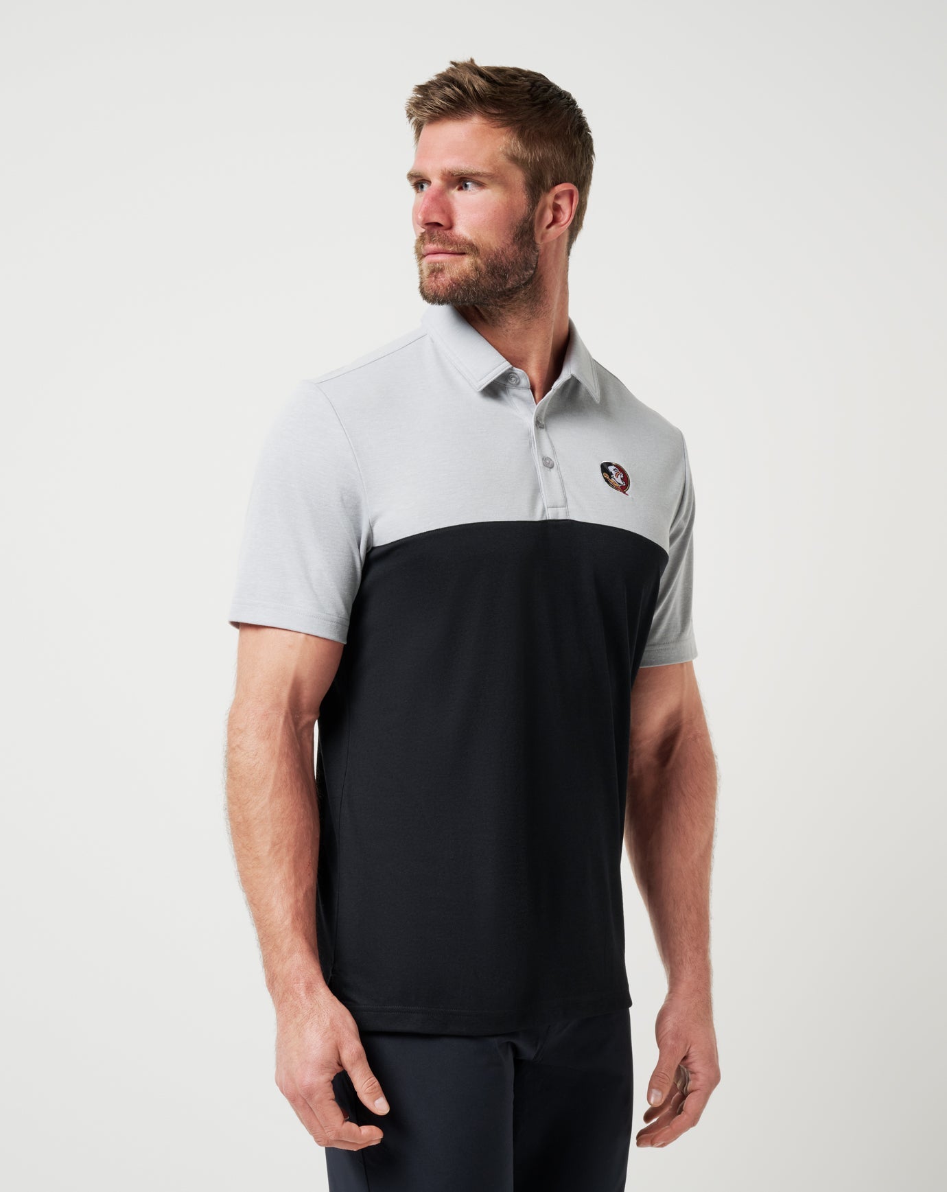 Heather Grey/Black Travis Mathew FSU Drop Back Polo