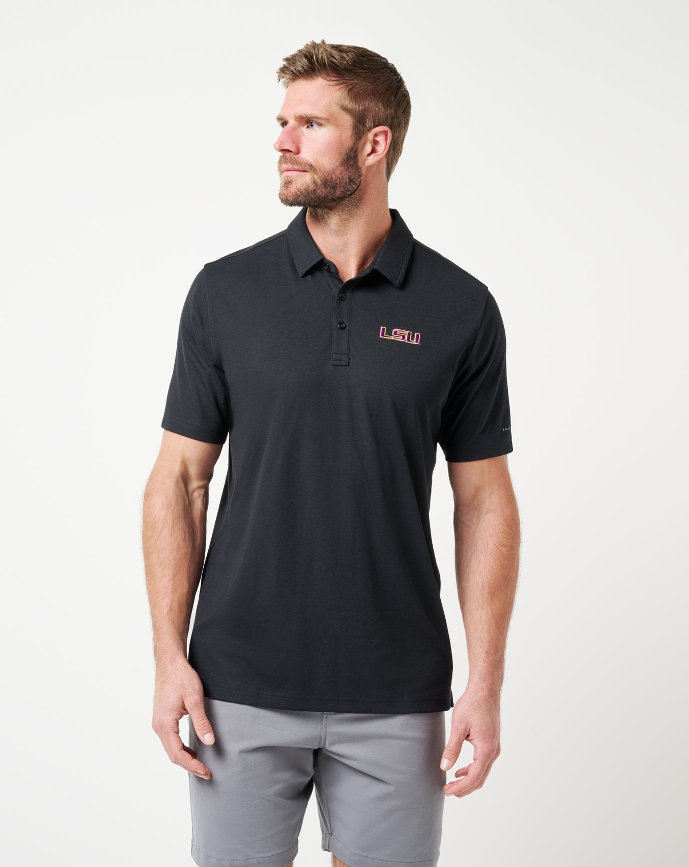 Black Travis Mathew LSU School Pride Polo