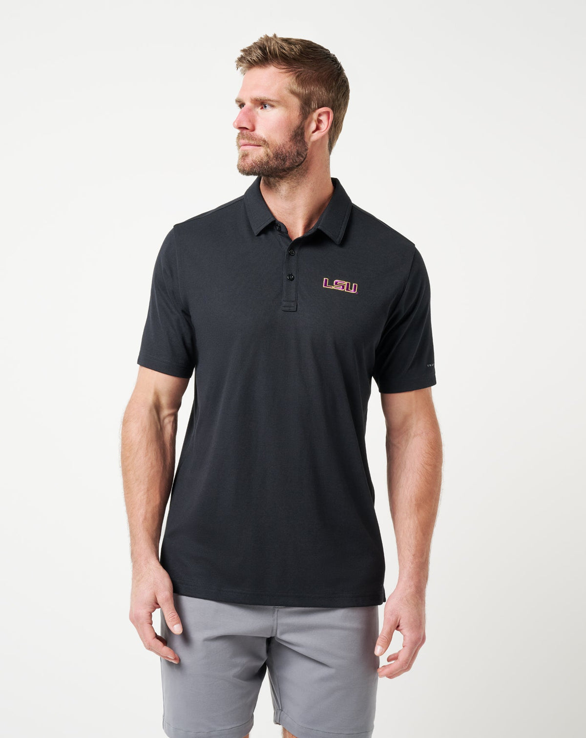 Black Travis Mathew LSU School Pride Polo