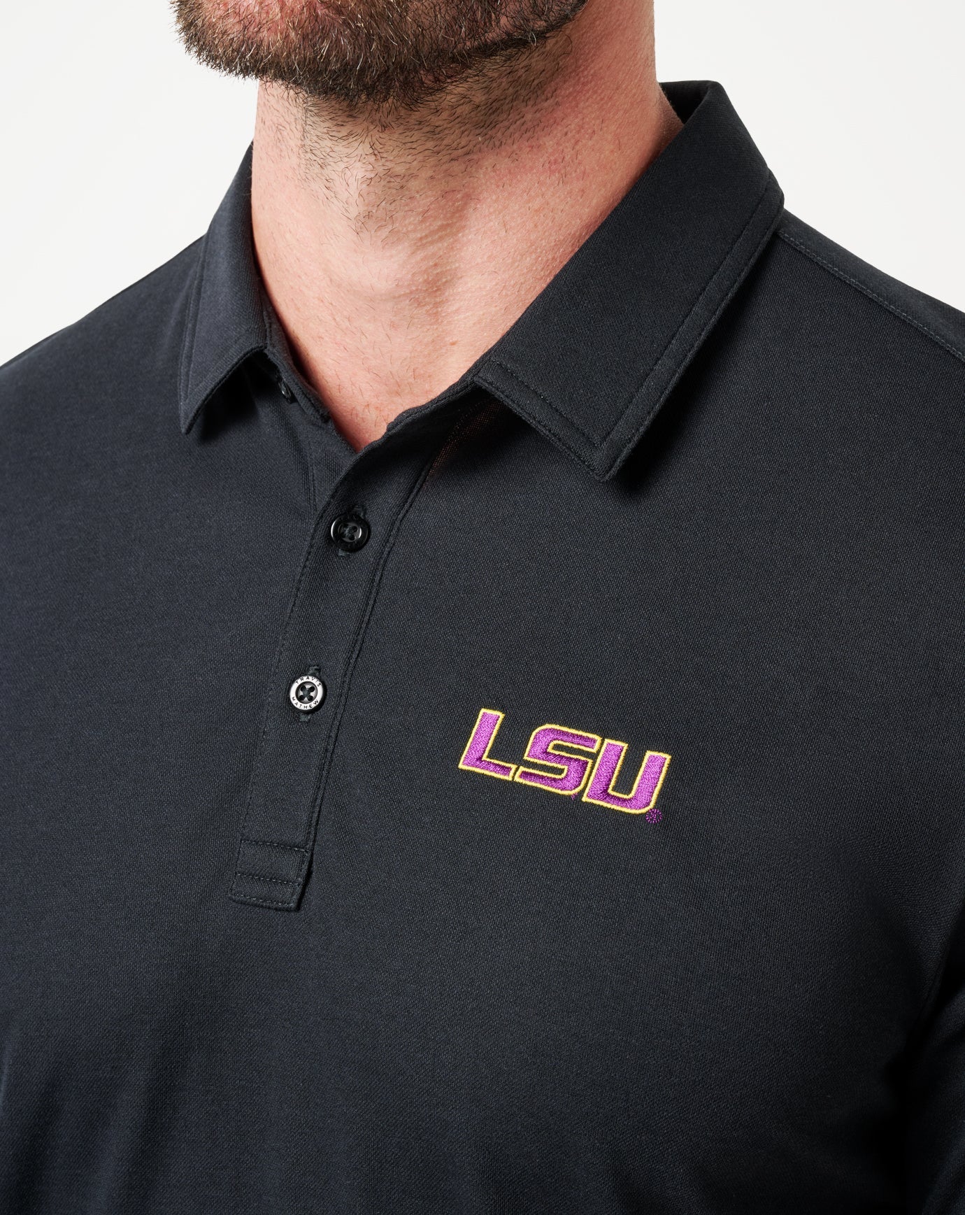 Black Travis Mathew LSU School Pride Polo