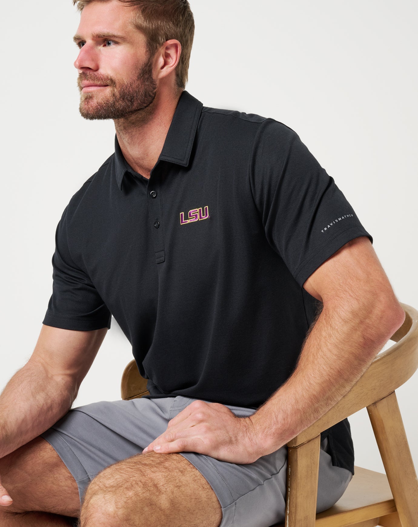 Black Travis Mathew LSU School Pride Polo