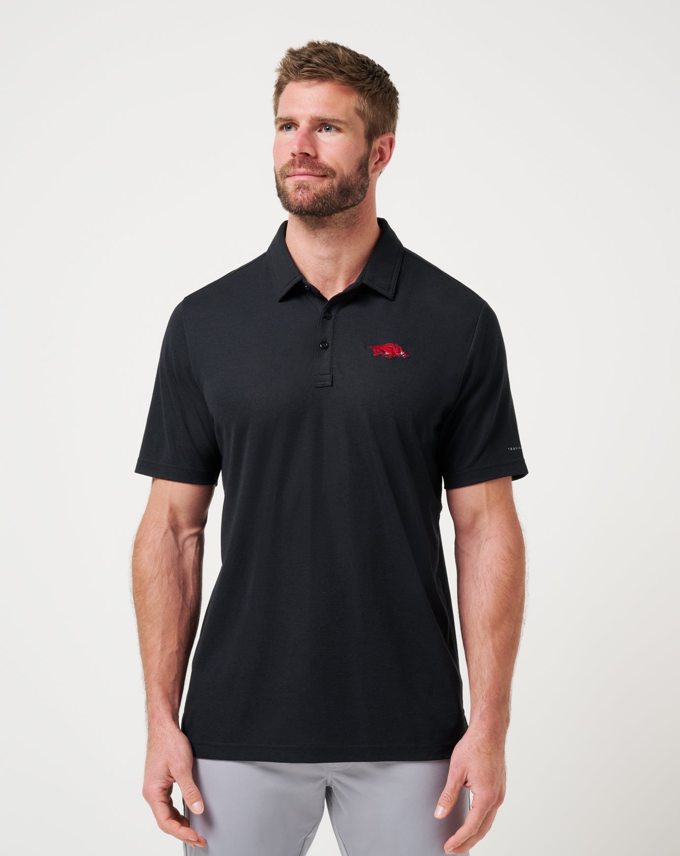 Black Travis Mathew Arkansas School Pride Polo