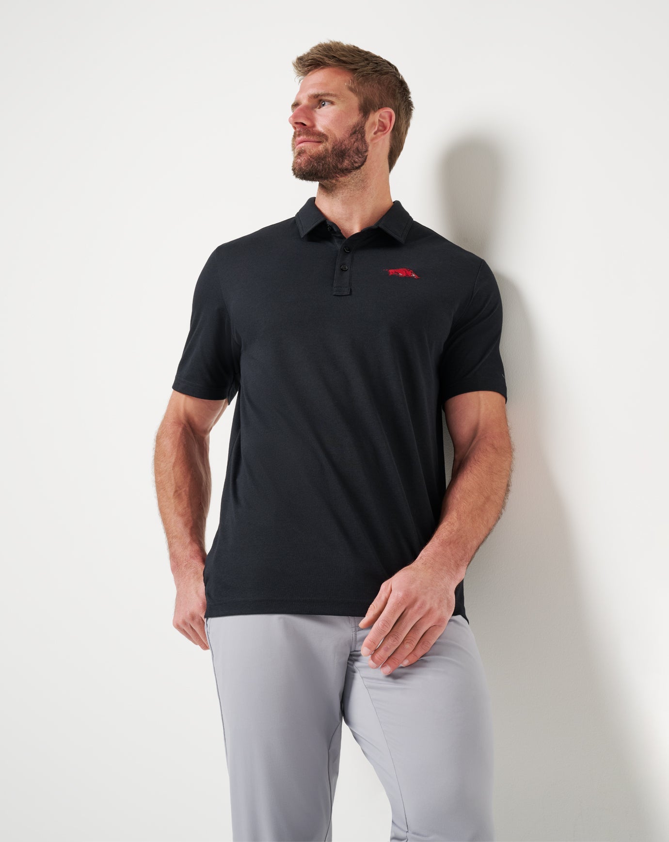 Black Travis Mathew Arkansas School Pride Polo