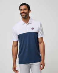 White/Navy Travis Mathew Auburn Drop Back Polo