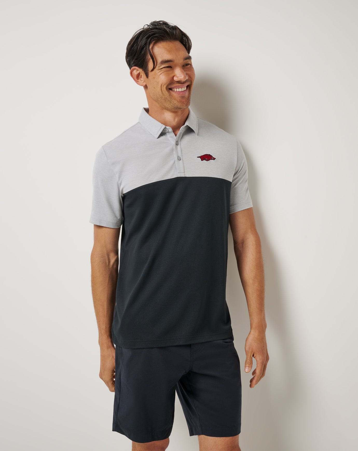 Heather Grey/Black Travis Mathew Arkansas Drop Back Polo