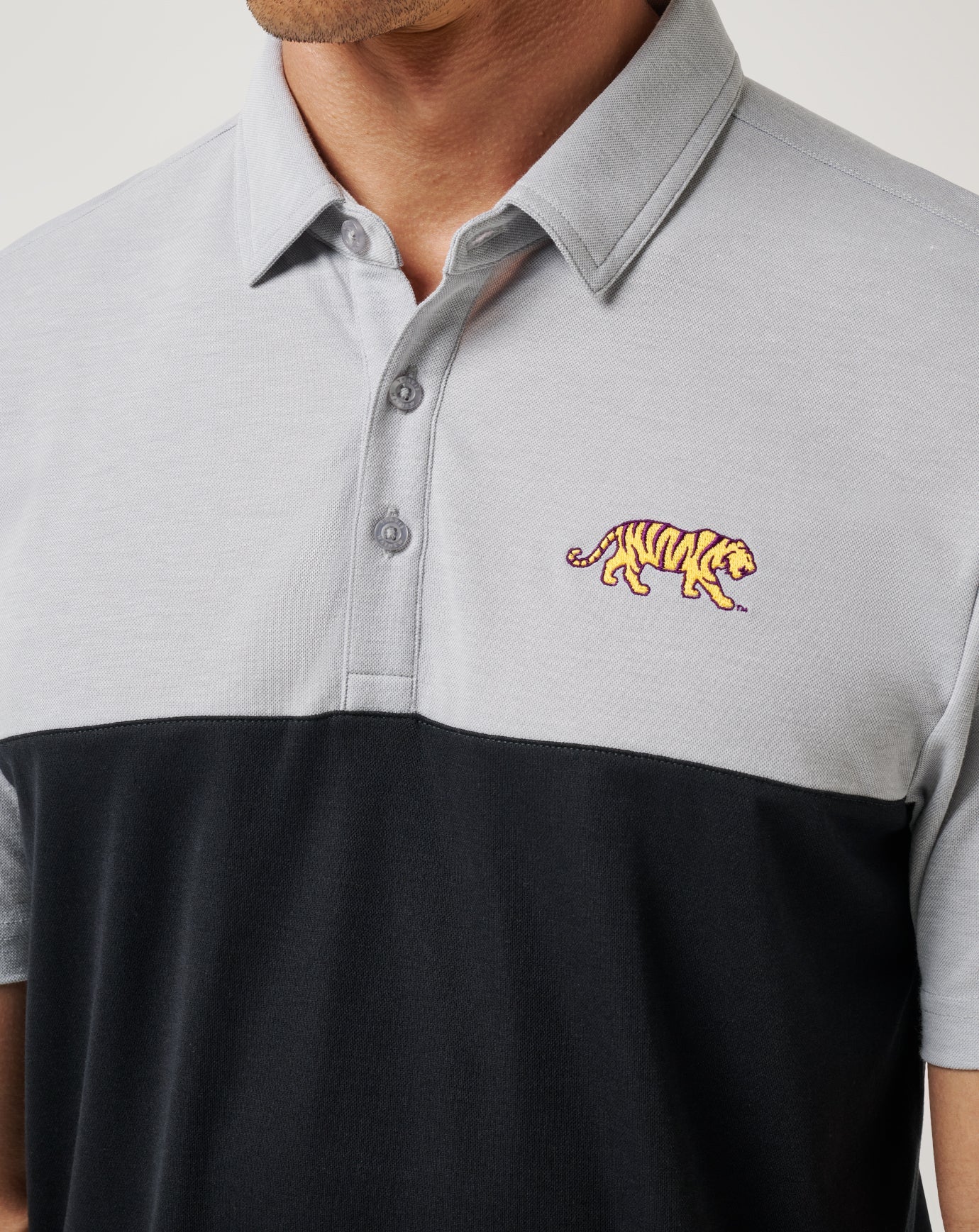 Heather Grey/Black Travis Mathew LSU Drop Back Polo