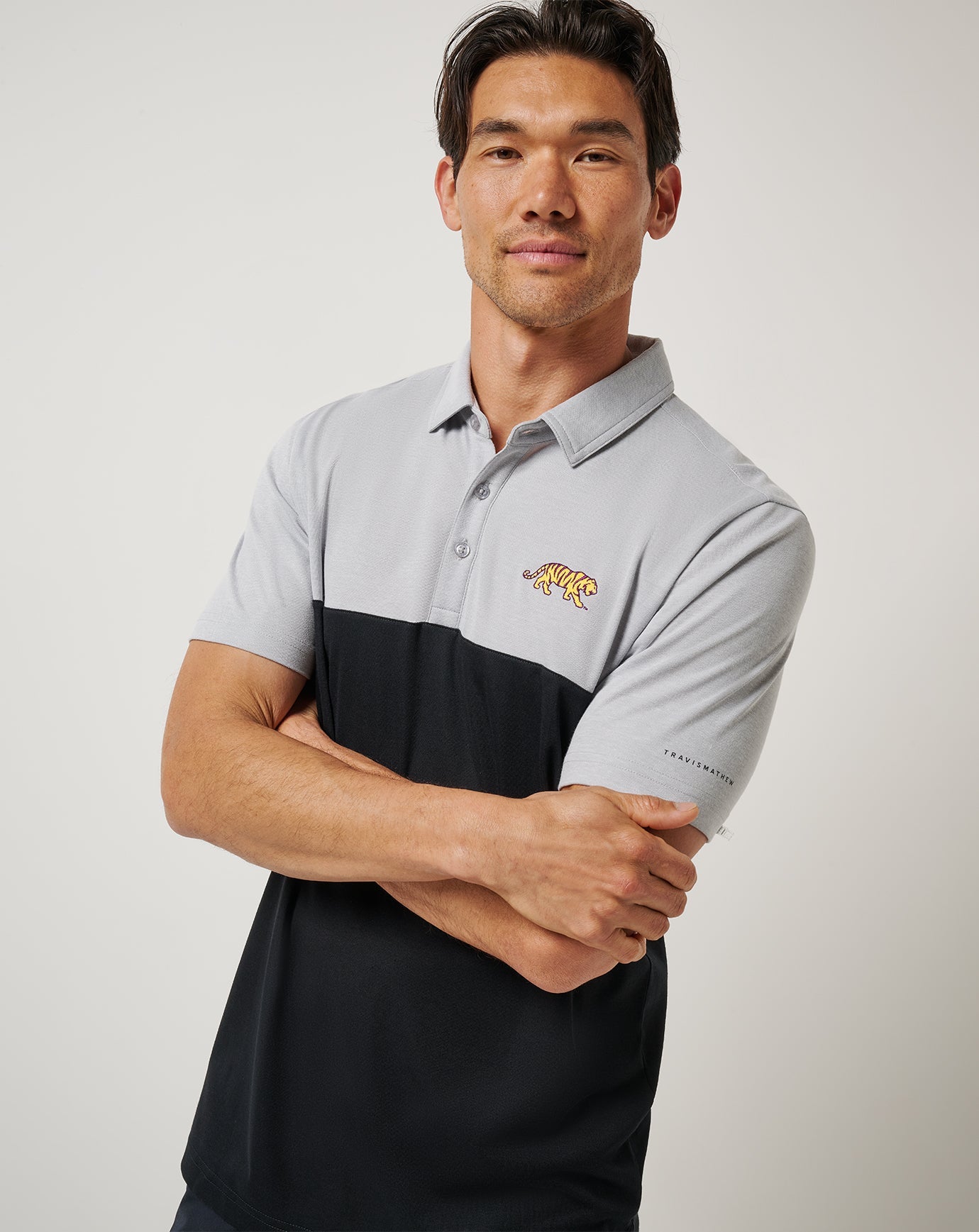 Heather Grey/Black Travis Mathew LSU Drop Back Polo