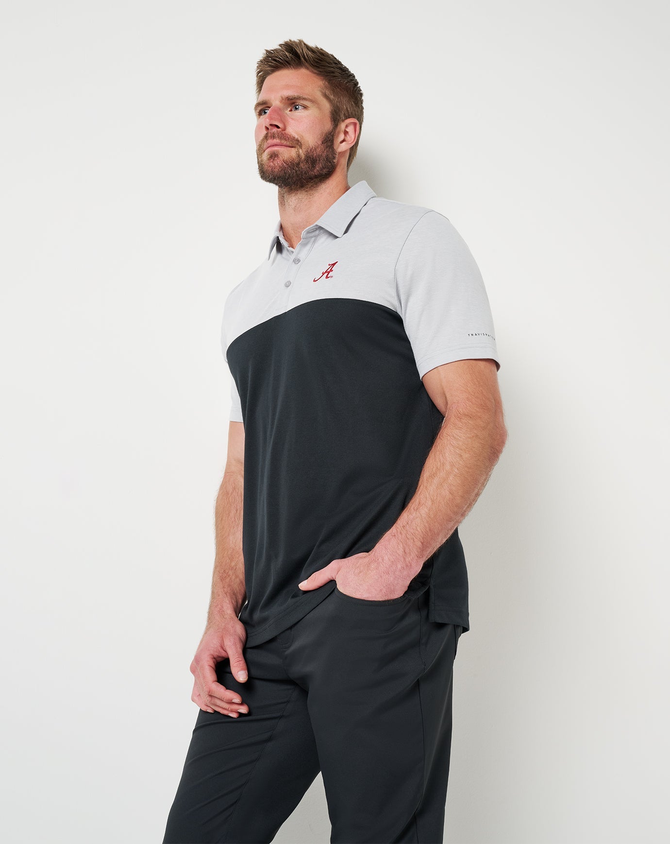 Heather Grey/Black Travis Mathew Alabama Drop Back Polo