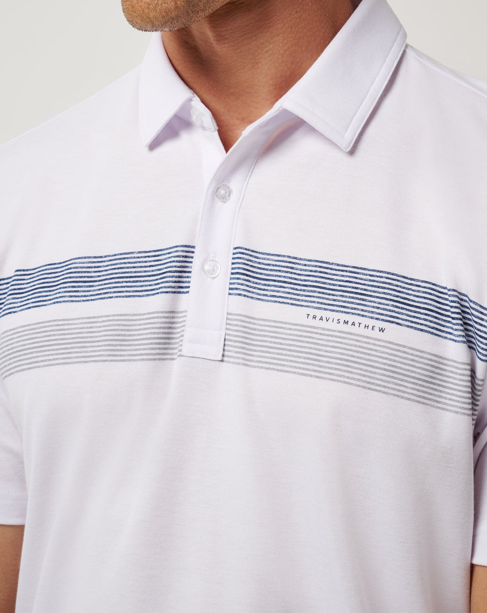 White/Navy Travis Mathew Auburn Top Recruit Polo