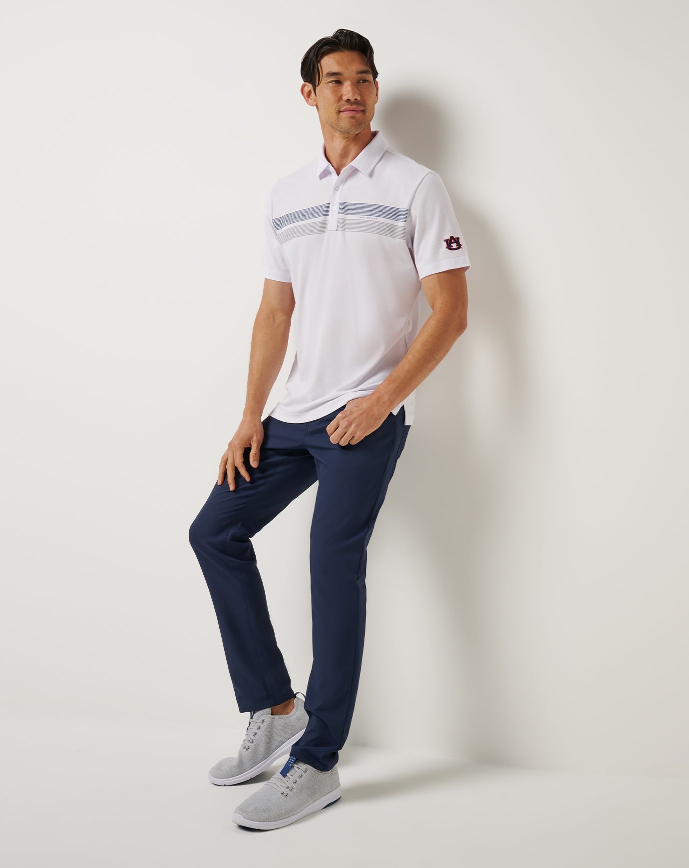 White/Navy Travis Mathew Auburn Top Recruit Polo