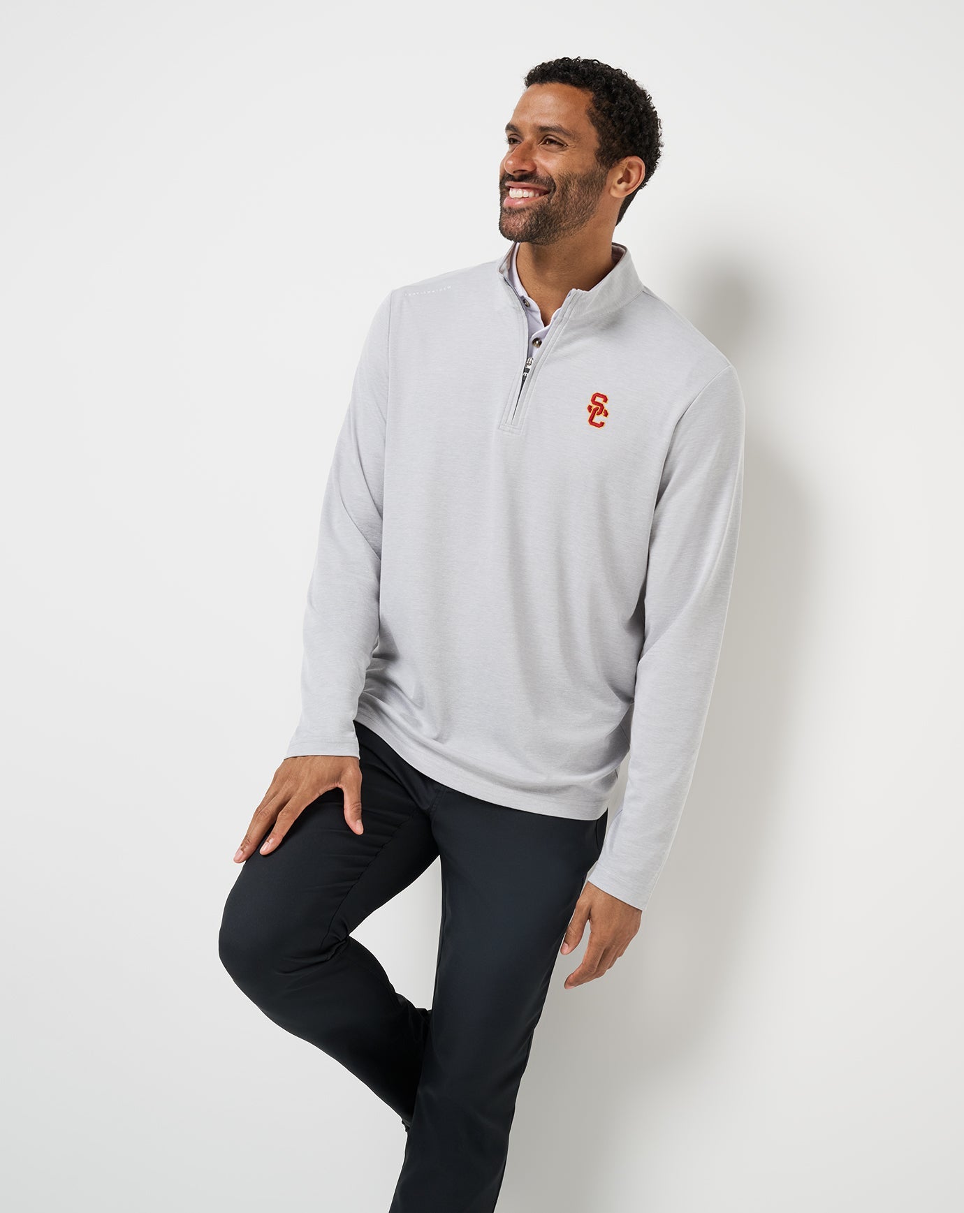 Heather Grey Travis Mathew USC Time To Tailgate Quarter Zip