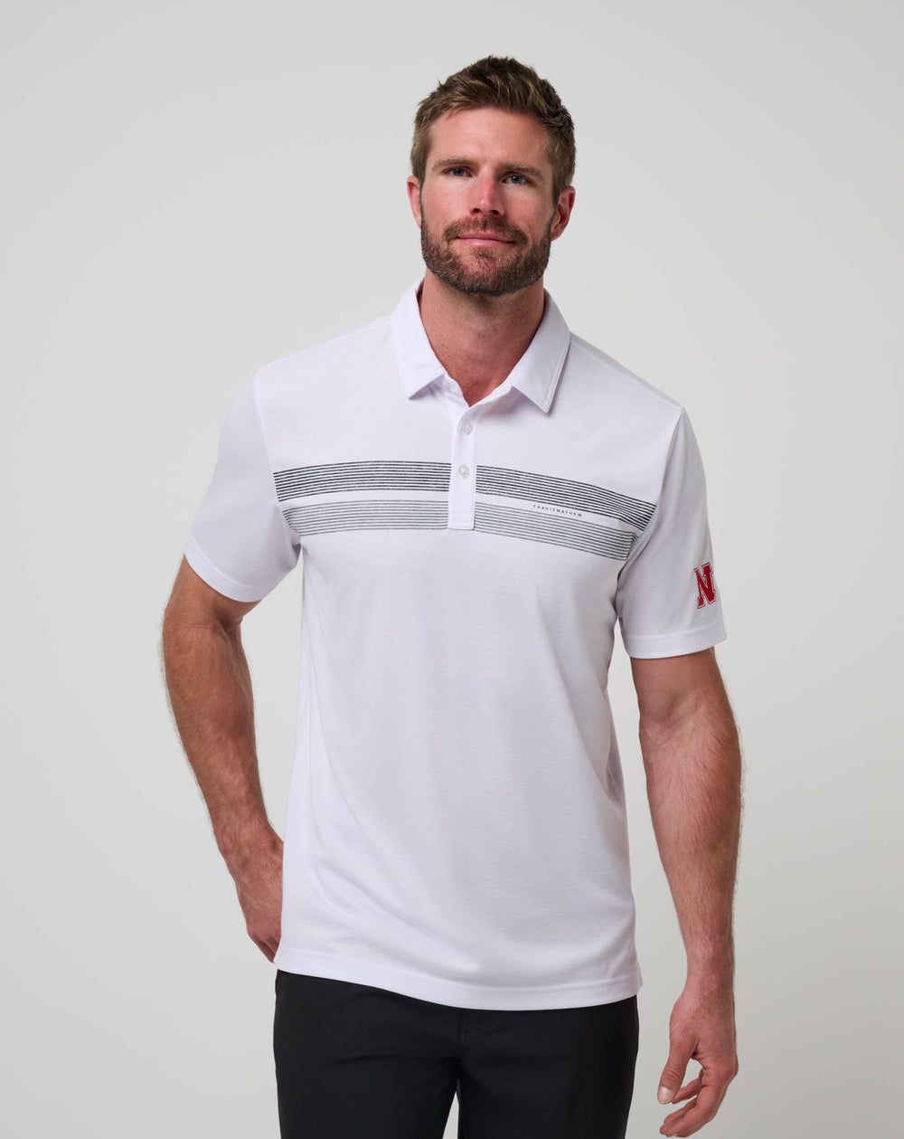 White/Black Travis Mathew Nebraska Top Recruit Polo