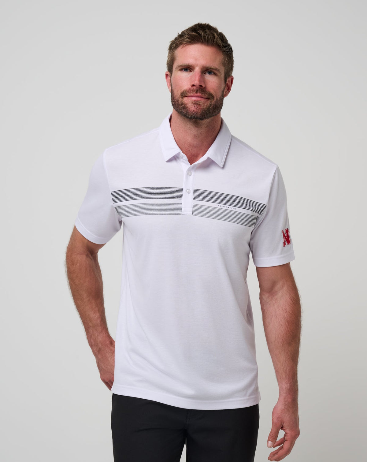 White/Black Travis Mathew Nebraska Top Recruit Polo
